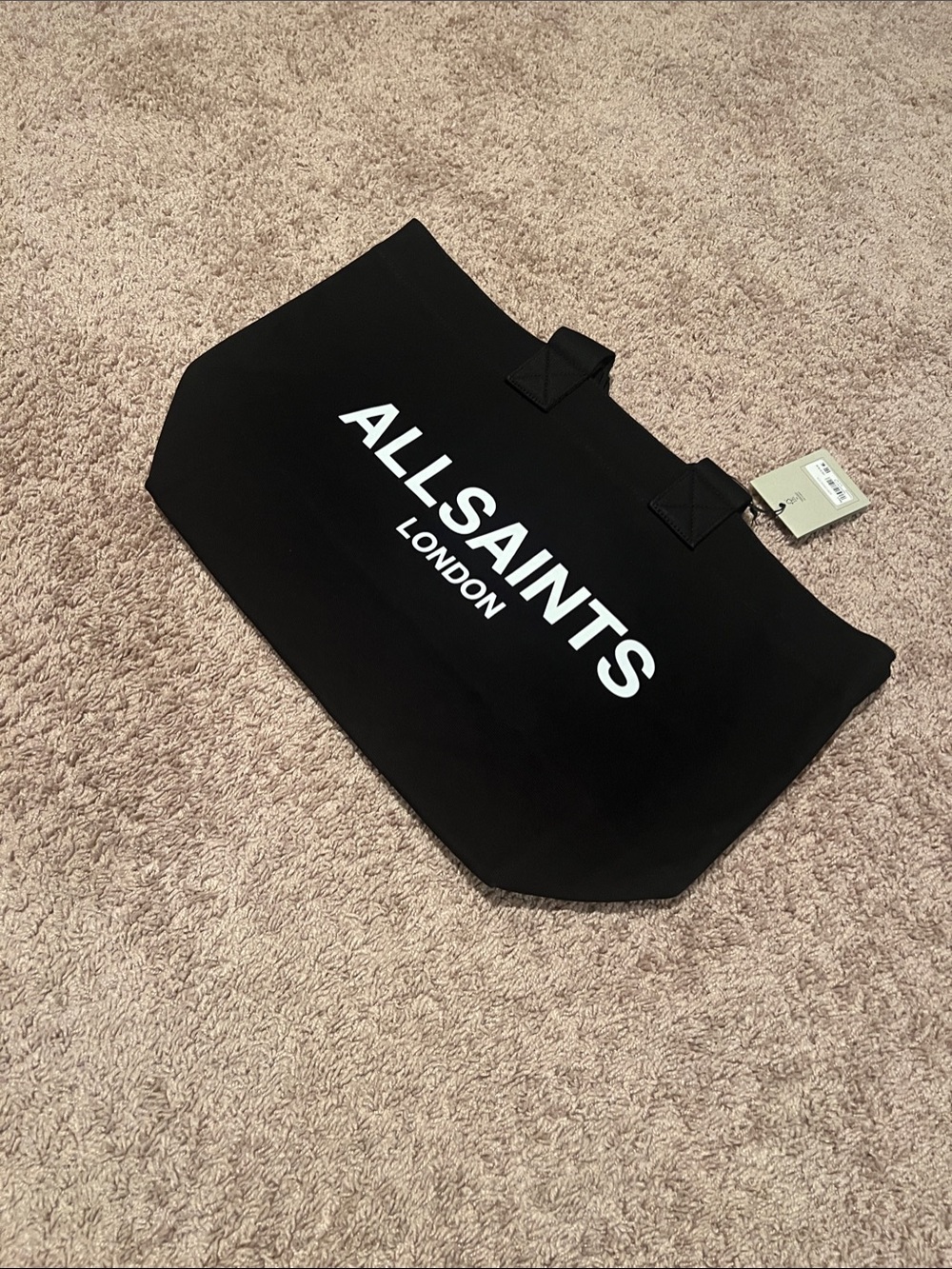 AllSaints Black Tote with White Logo